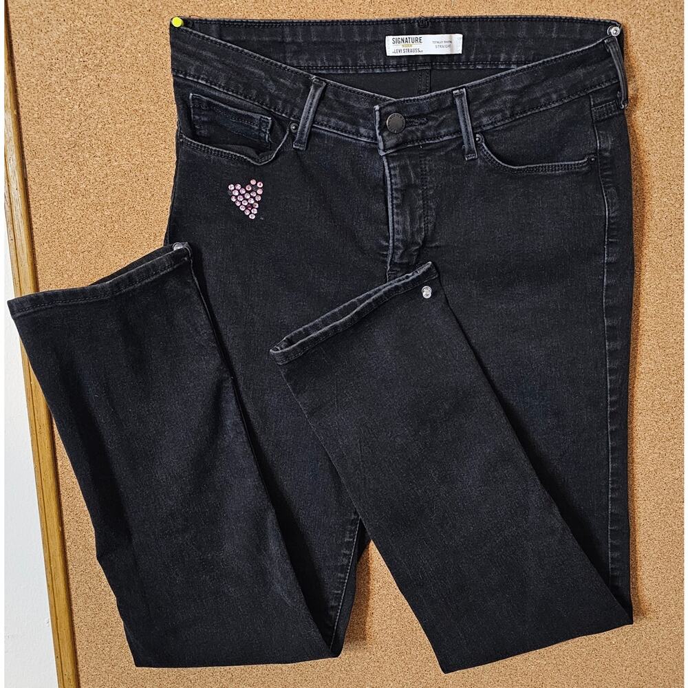Levi Strauss Totally Shaping Straight Black Jeans Womens size 8M W29 L32 Stretch